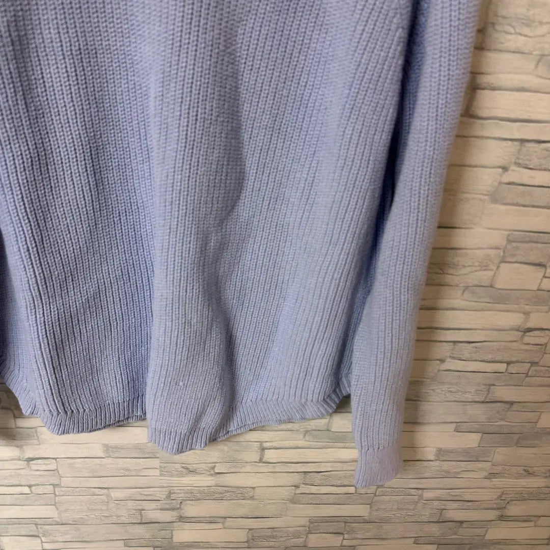 Gee Knit [L] Blue Cotton Blend Round Hemnit Fashionable | ジーユー　ニット　【L】　ブルー　コットンブレンドラウンドヘムニット　おしゃれ