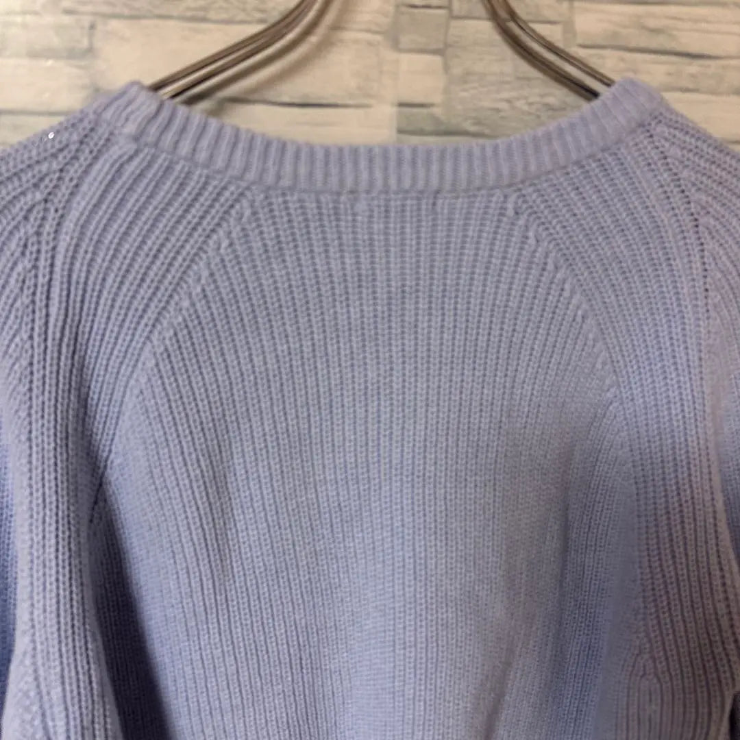 Gee Knit [L] Blue Cotton Blend Round Hemnit Fashionable | ジーユー　ニット　【L】　ブルー　コットンブレンドラウンドヘムニット　おしゃれ