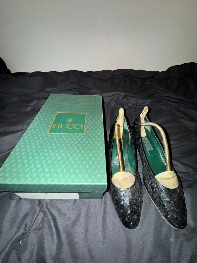 GUCCI Black Heel Open Toe Shoes Boxed Sole Scratched