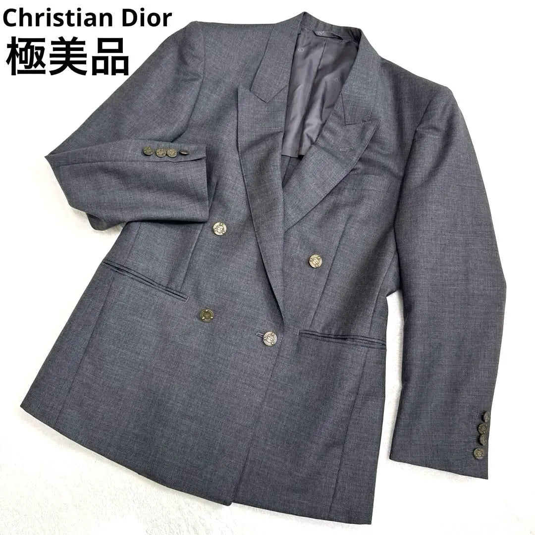 Superb condition Dior double tailored jacket gray metal buttons mohair blend