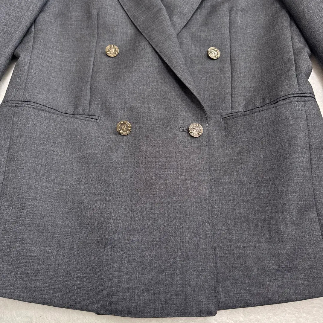 Superb condition Dior double tailored jacket gray metal buttons mohair blend