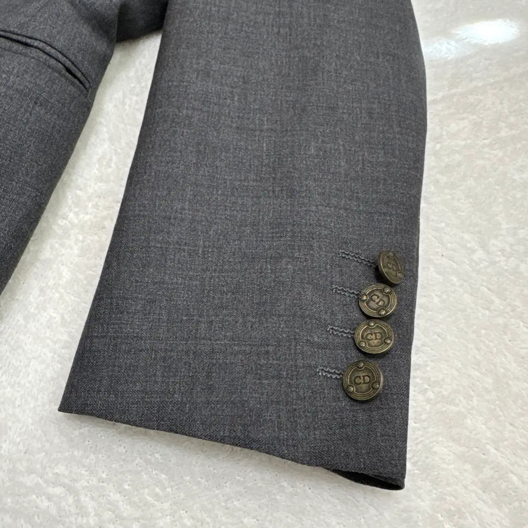 Superb condition Dior double tailored jacket gray metal buttons mohair blend