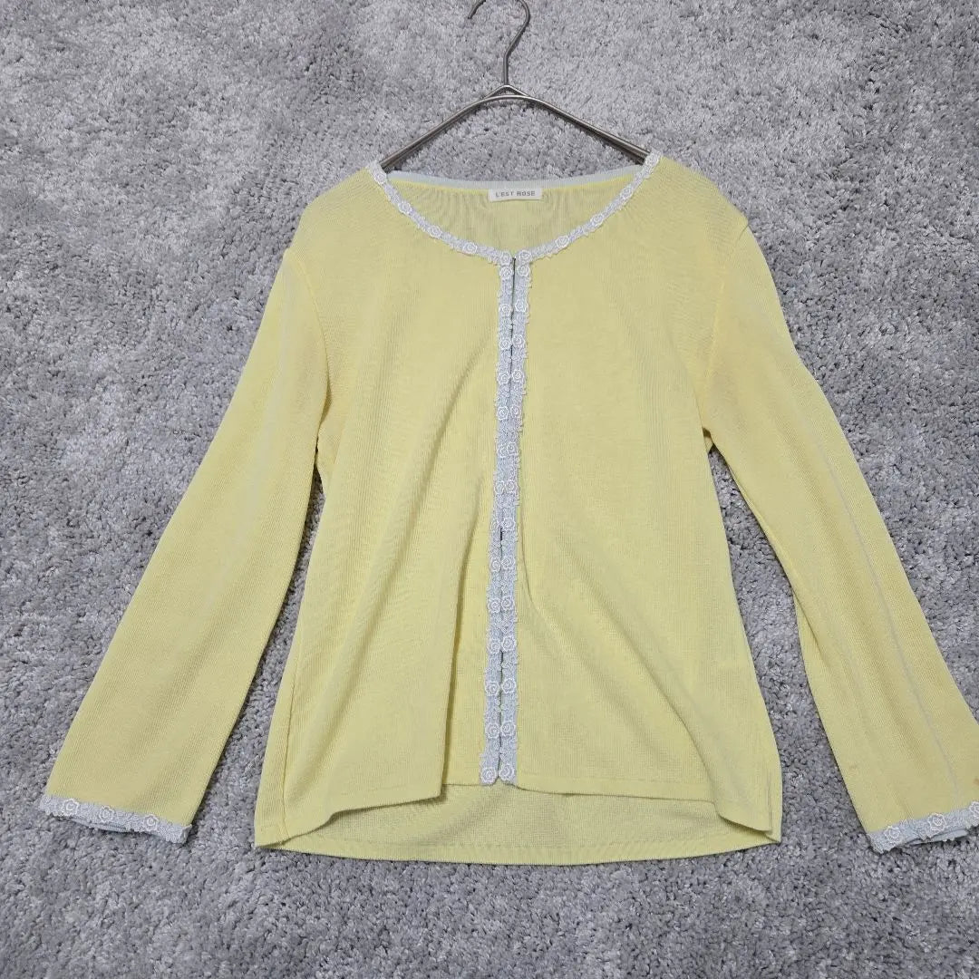 L'EST ROSE Ladies Nit Cardigan Light yellow translation Ali M | L'EST ROSE レディースニットカーディガン　薄手　黄色　訳アリ　M