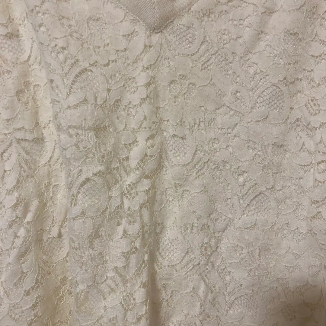 Unused GU Lace Knit White Top Long Sleeve Women