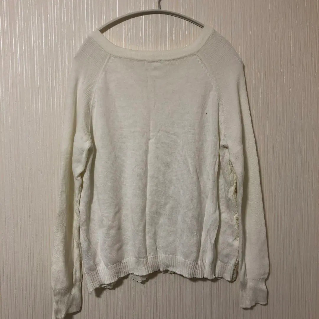 Unused GU Lace Knit White Top Long Sleeve Women