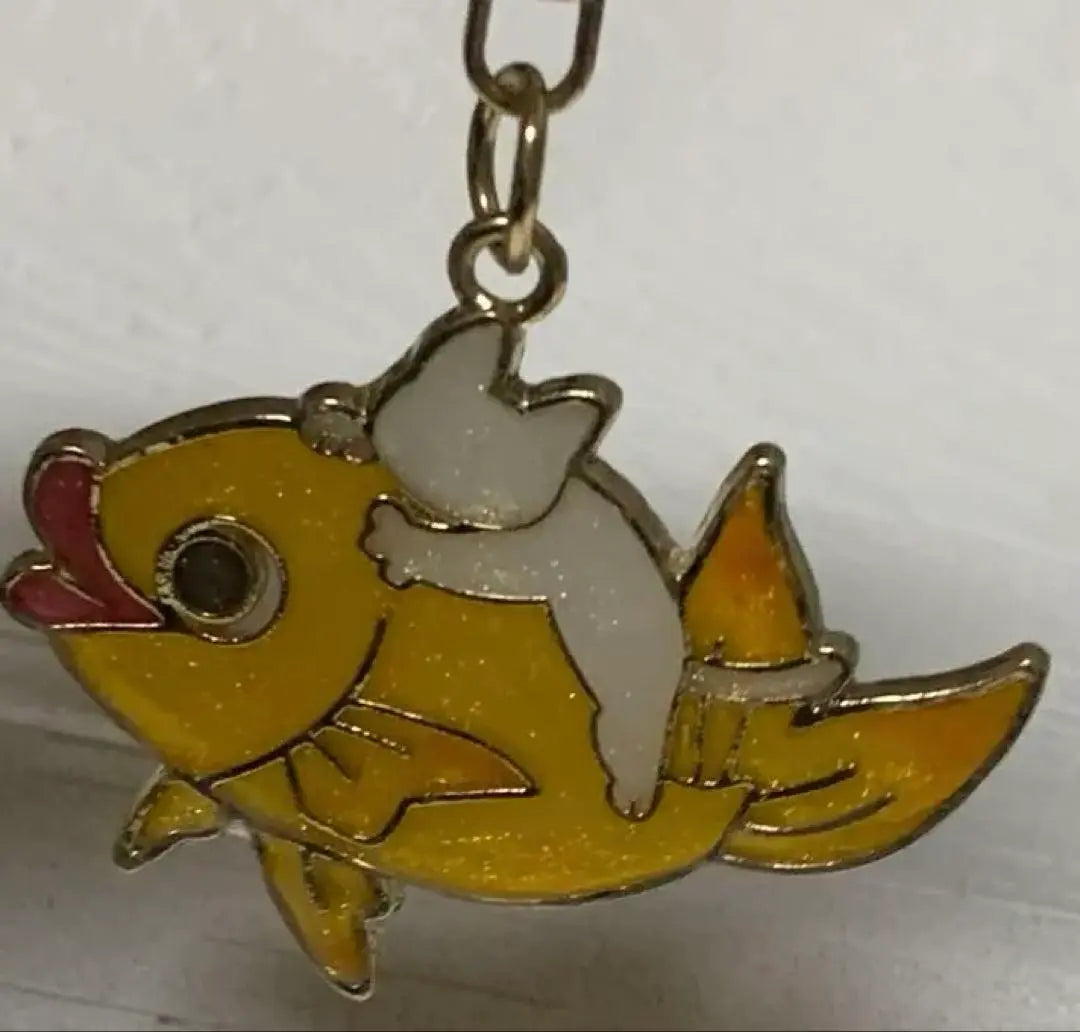 Cat with fish on a fish Keychain Resin Goldfish