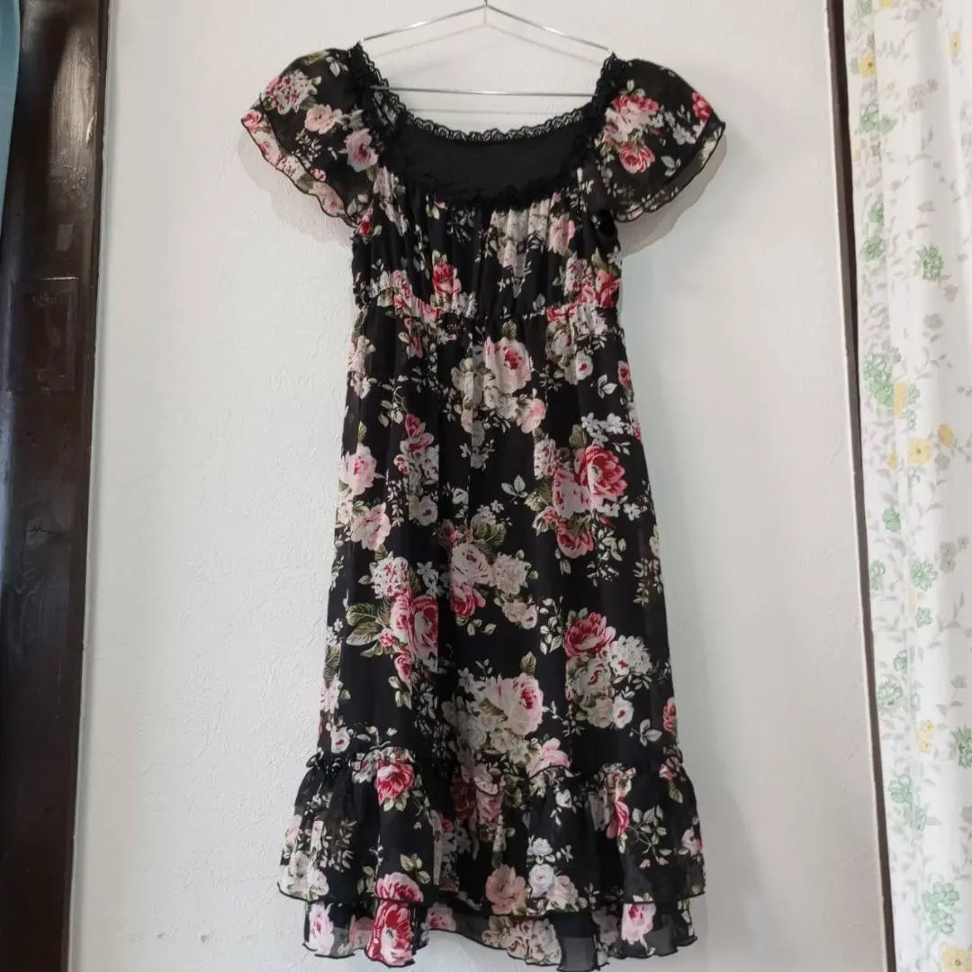 Vestido PETTI DELLISE para mujer, estampado floral negro S-00450