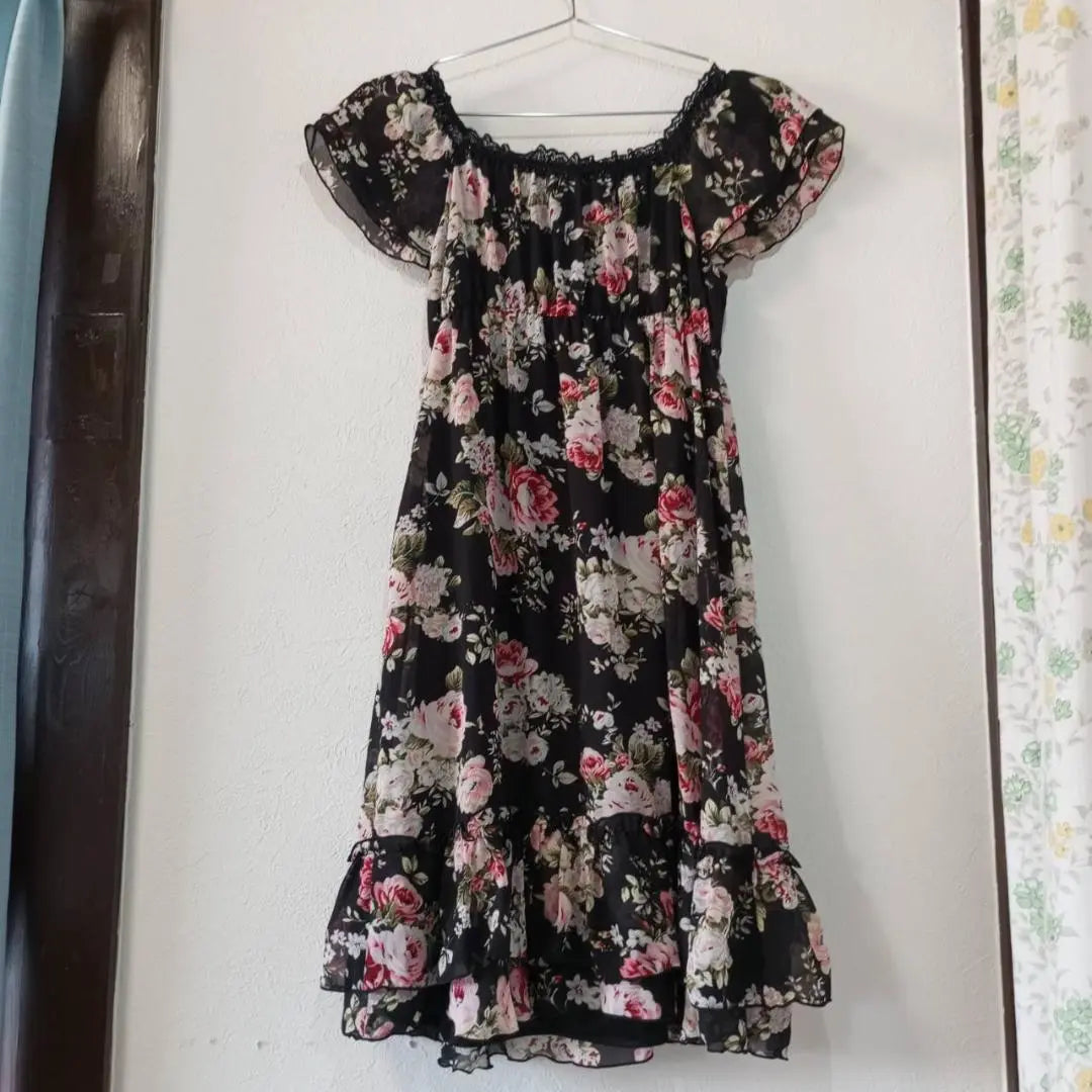 Vestido PETTI DELLISE para mujer, estampado floral negro S-00450