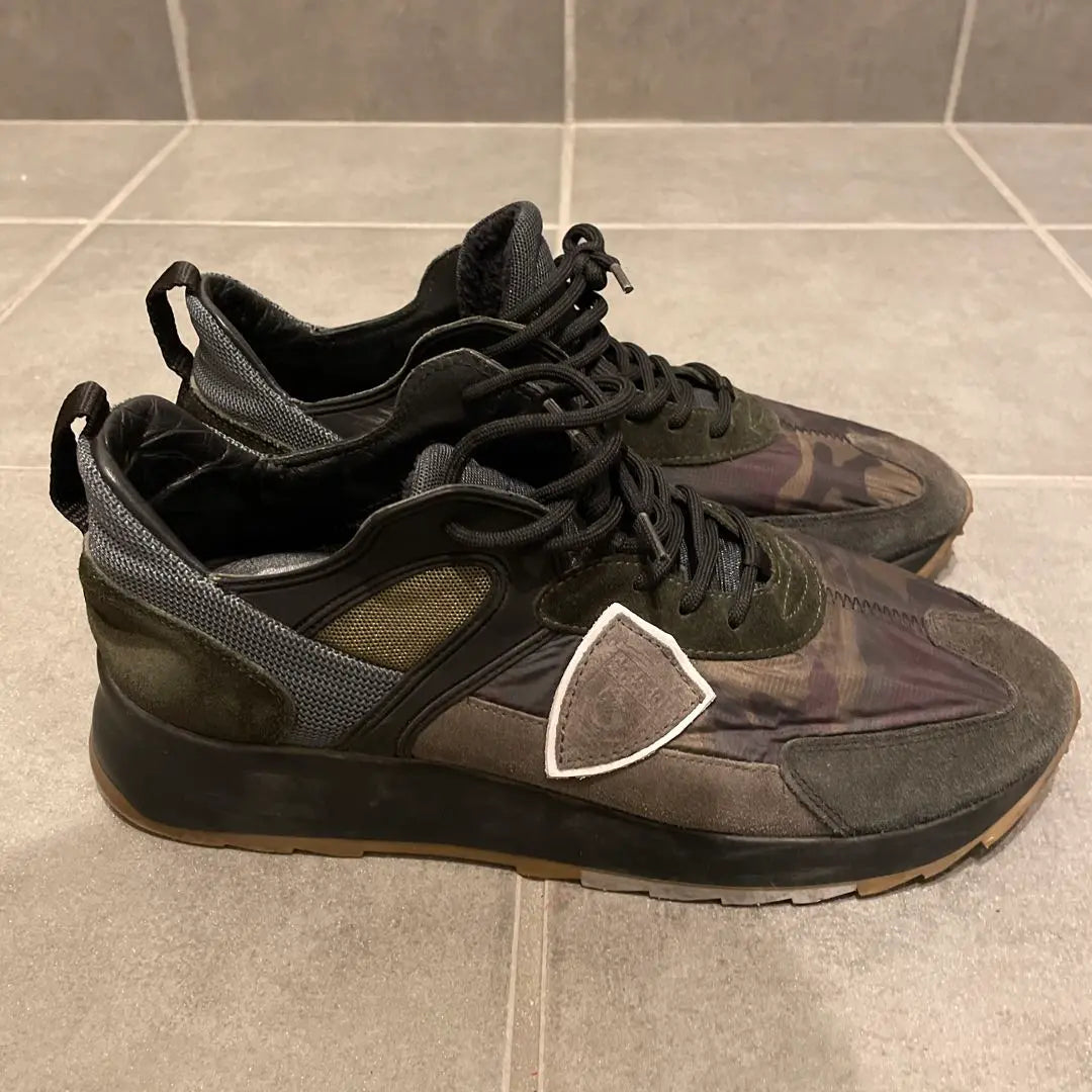 Philip model nylon x leather sneakers camouflage pattern size 41