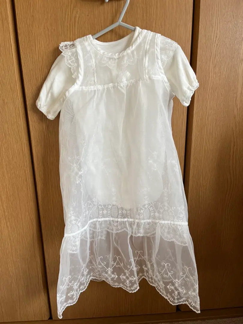 White lace baby dress, long sleeve, ceremony