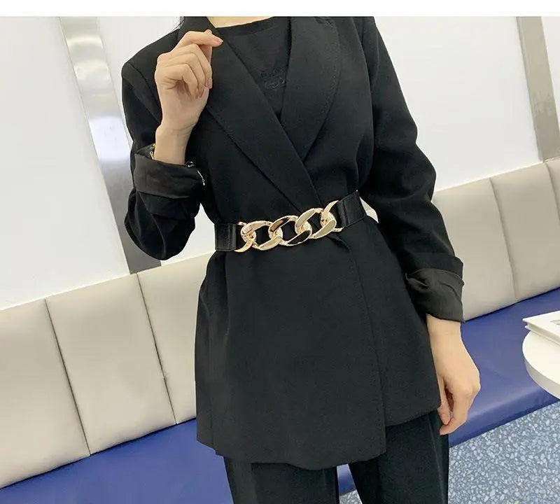 Rubber belt for women gold party dress one piece belt thick