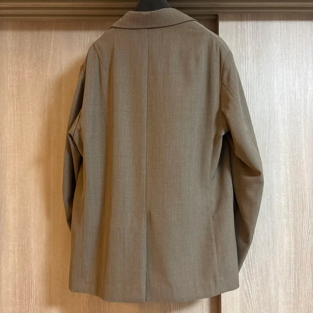 Wool Rayon Twill Single-Breasted 2B Jacket Beige Brown