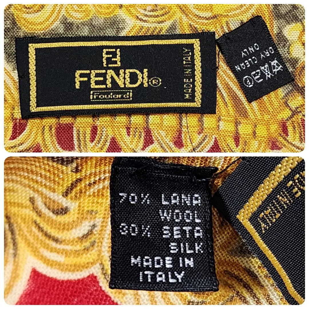 ★FENDI★Stole, shawl, zucca, arabesque, tassel, wool blend, red