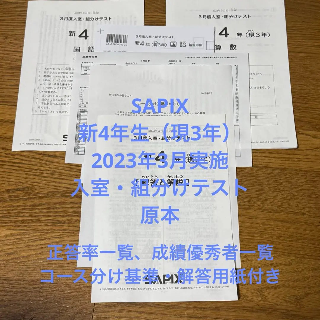 Sapics New 4th grade March 2023 Implementation of rooms and assembled tests