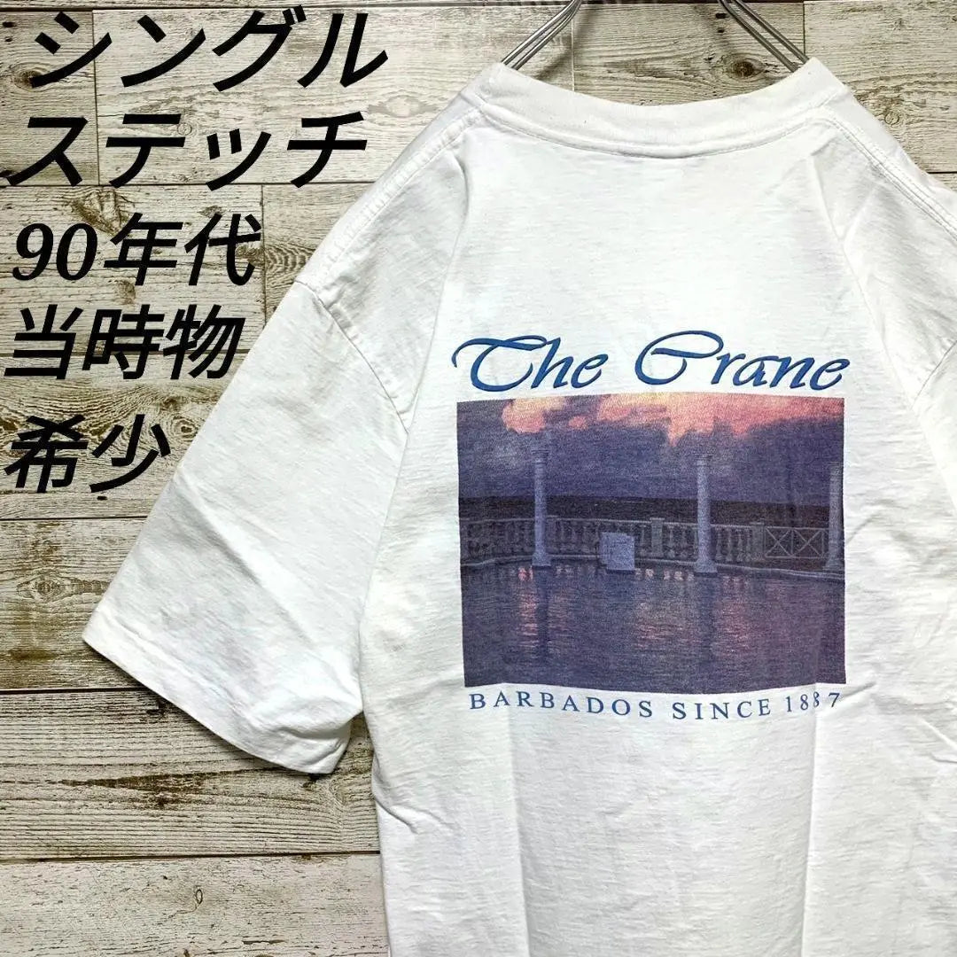 [w508] One-of-a-kind USA Vintage 90s item from the time, single stitch short sleeve T-shirt white