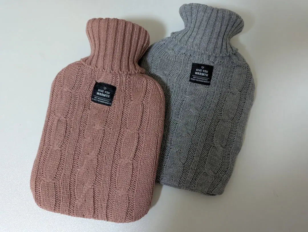 Hot water bottle with cover ice pillow power saving knit eco winter warm workplace 1L gray