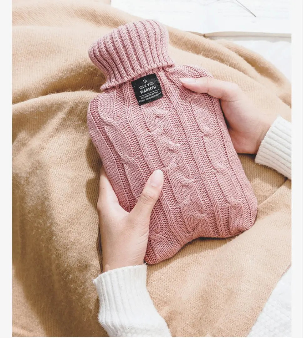 Hot water bottle with cover ice pillow power saving knit eco winter warm workplace 1L gray