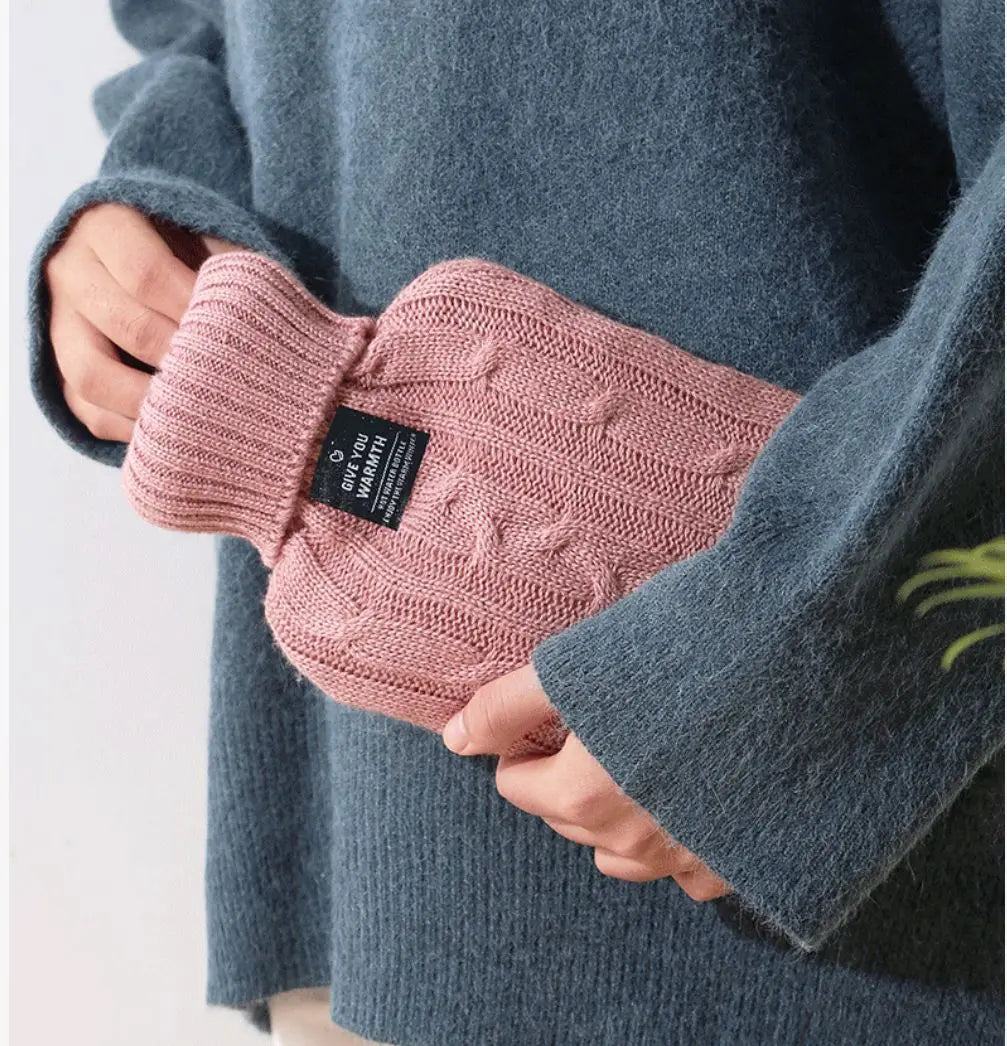 Hot water bottle with cover ice pillow power saving knit eco winter warm workplace 1L gray