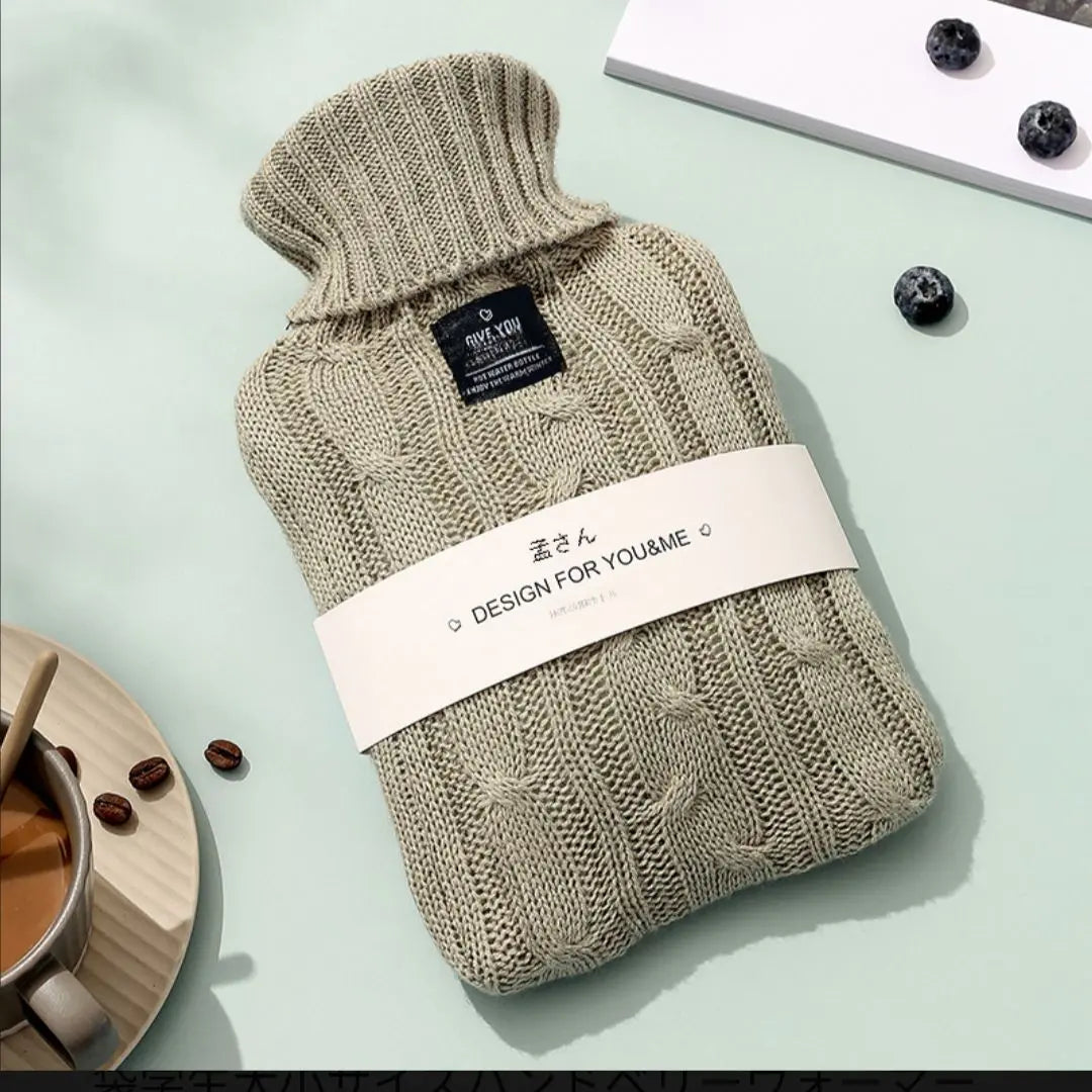 Hot water bottle with cover ice pillow power saving knit eco winter warm workplace 1L gray