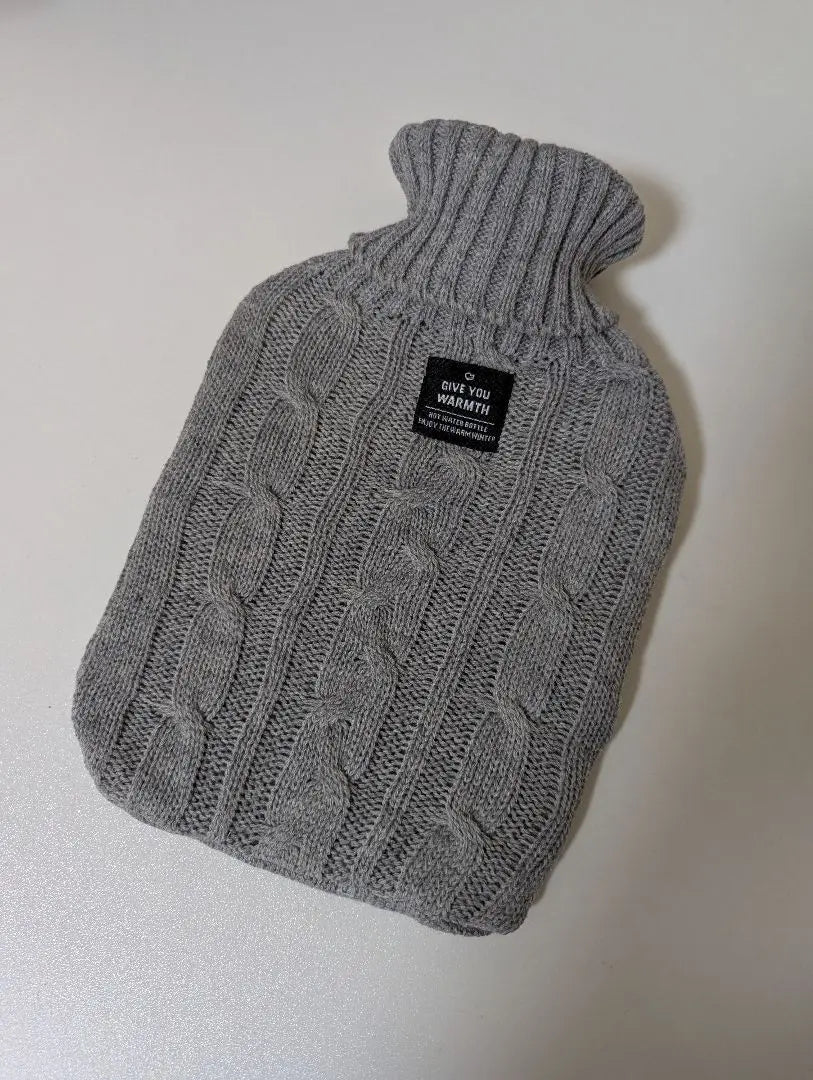 Hot water bottle with cover ice pillow power saving knit eco winter warm workplace 1L gray