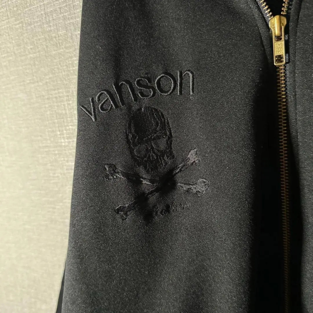 VANSON Track Jacket Embroidered Back Skull Black L-L