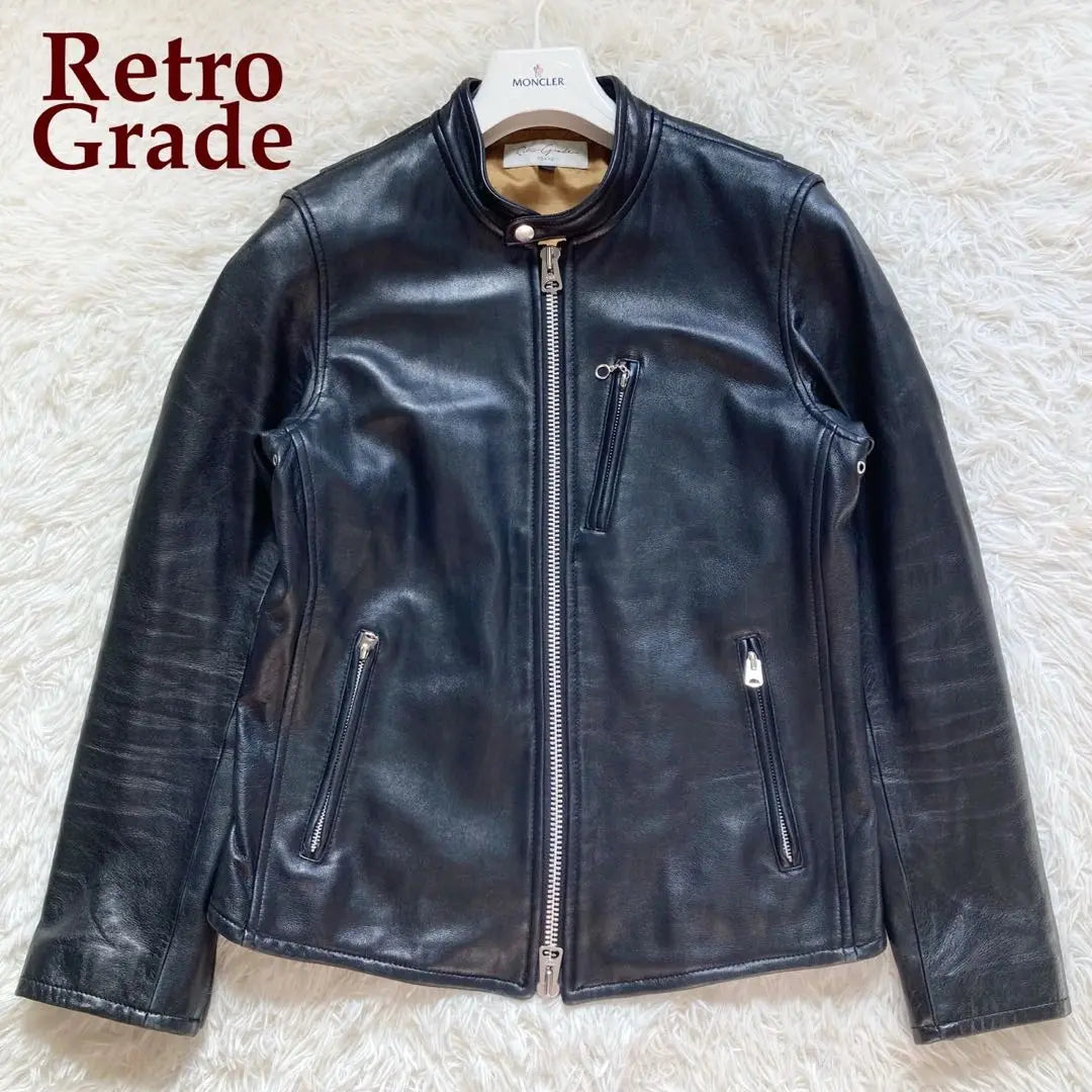 Hermoso estado ✨Chaqueta de cuero de grado retro mono jinete negro M | 美品✨レトログレード レザージャケット シングルライダース 黒 M