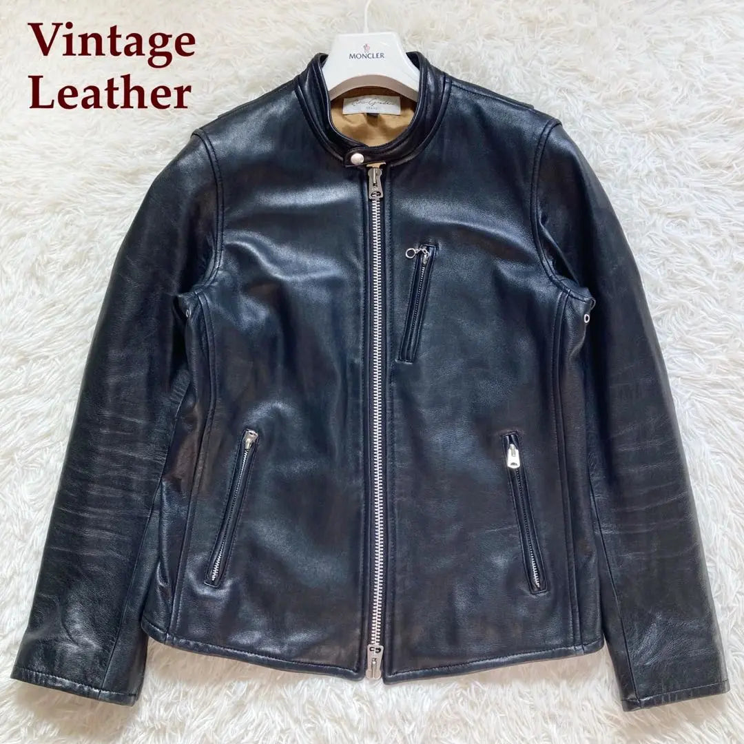 Beautiful condition ✨Retro grade leather jacket single rider black M | 美品✨レトログレード　レザージャケット　シングルライダース　黒　M