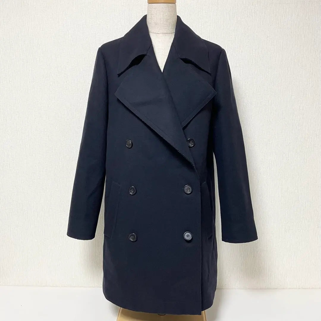 Zillsander Navy Woolsten Color Coat 34 Beauty Ladies M