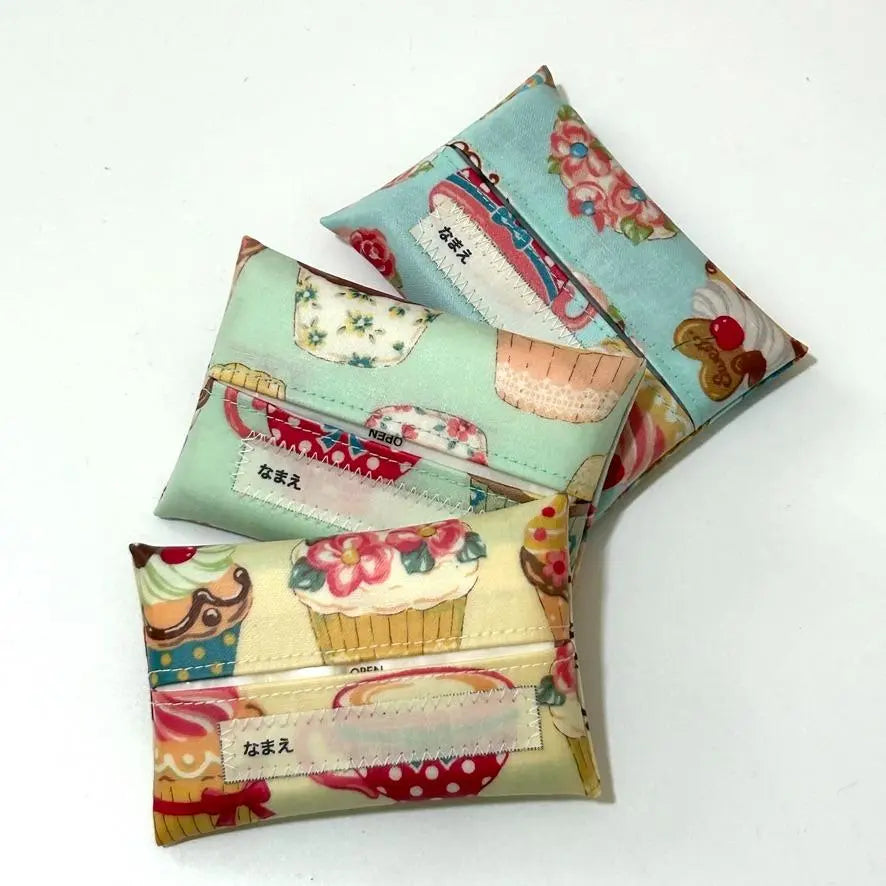 Set of 3 [Sweets Pattern] Kids *Pocket Tissue Case