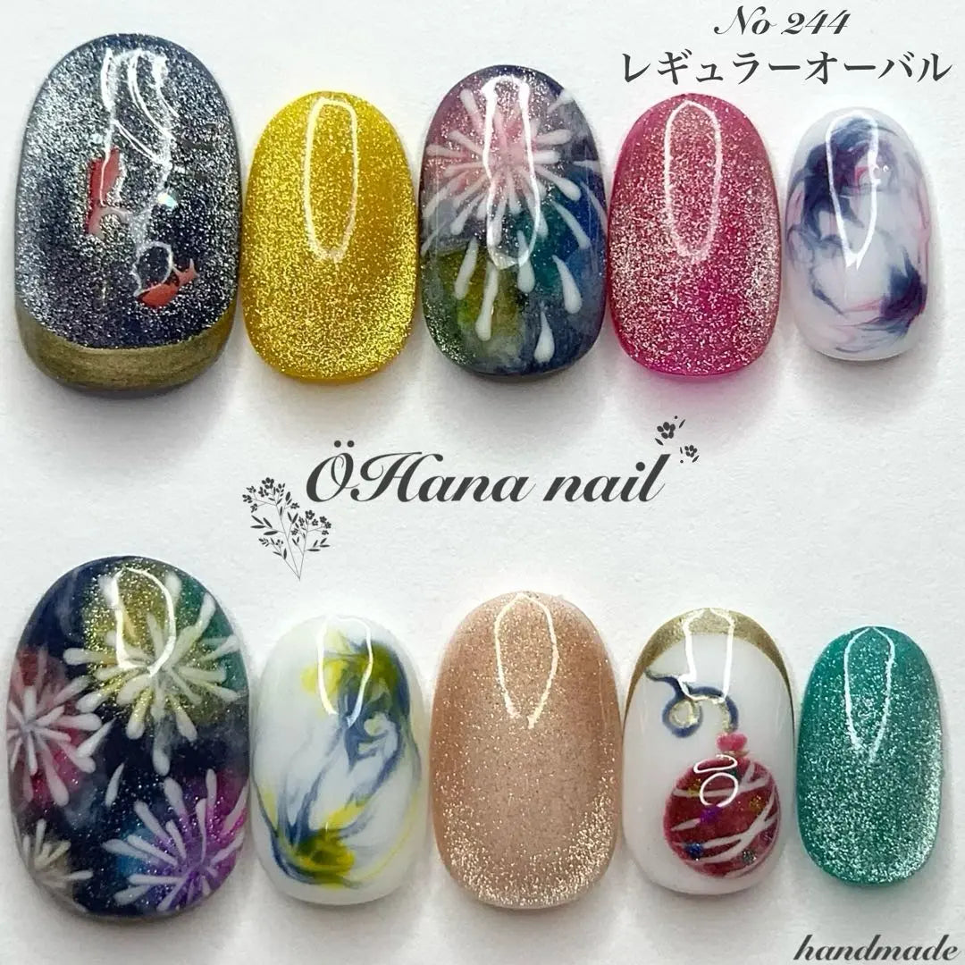 Nails, nail tip order, fireworks, summer, yo-yo magnet, marble, recommended