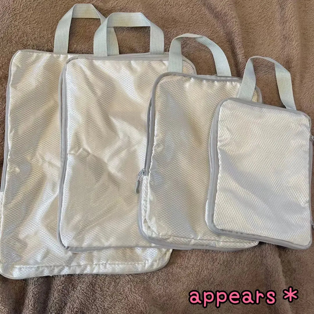 ☆ OFERTA ☆ Bolsa de viaje de compresión 60% ropa comprimida 4 puntos beige redonda lavado