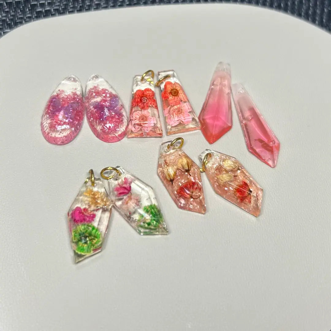 Handmade earrings, resin set, resin earrings, grade B, pink