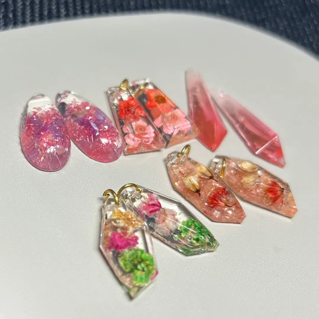 Handmade earrings, resin set, resin earrings, grade B, pink