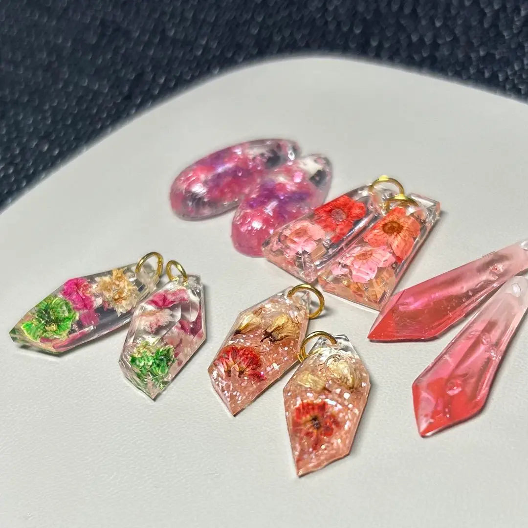 Handmade earrings, resin set, resin earrings, grade B, pink