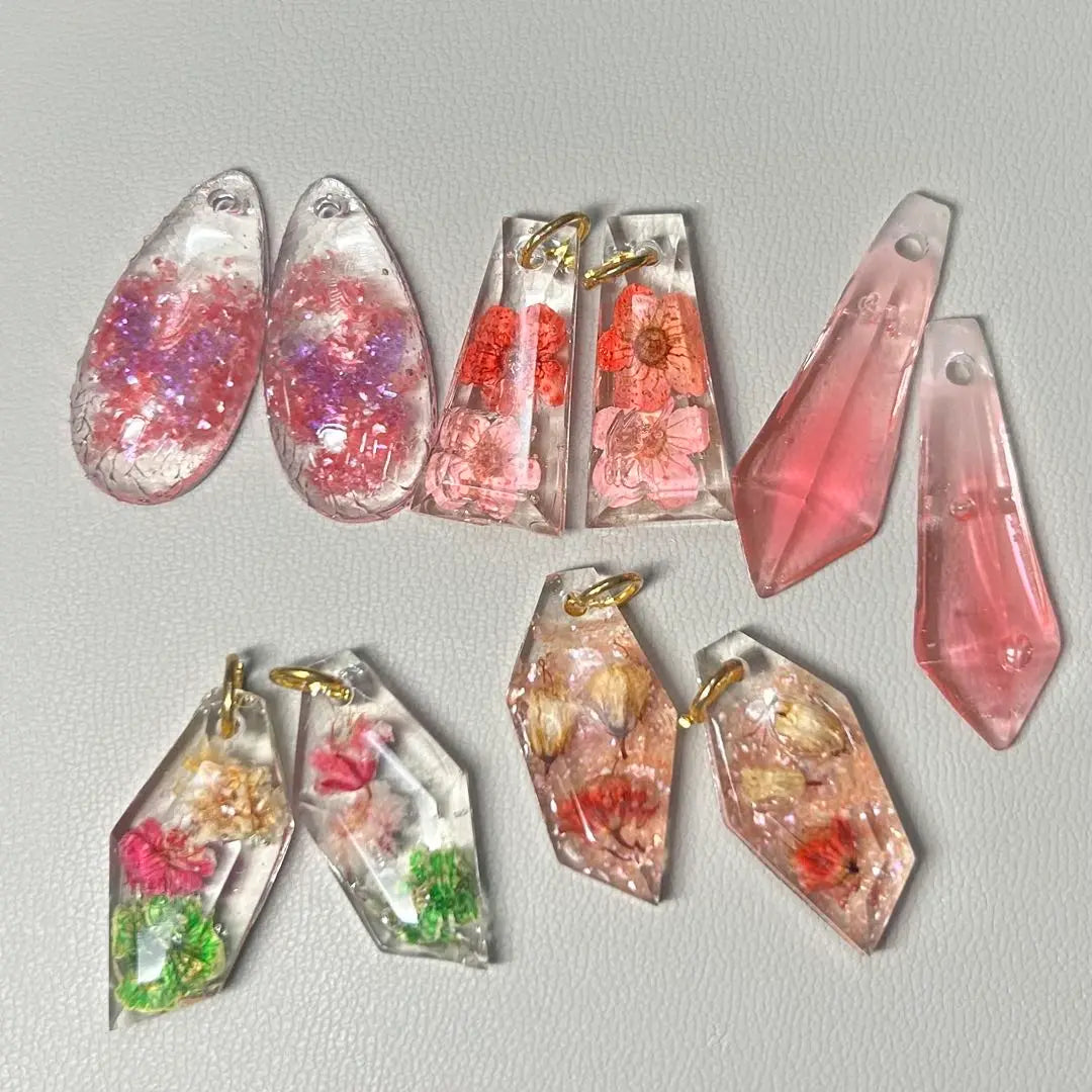 Handmade earrings, resin set, resin earrings, grade B, pink