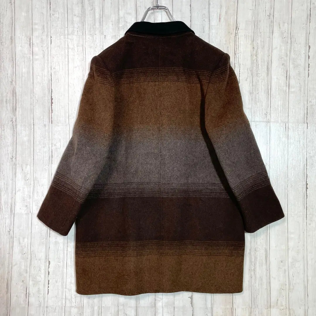 Vintage double jacket, mid length, striped brown, free lamb