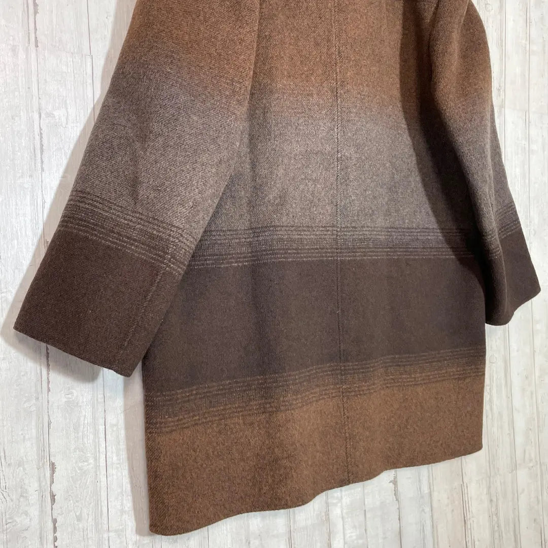 Vintage double jacket, mid length, striped brown, free lamb