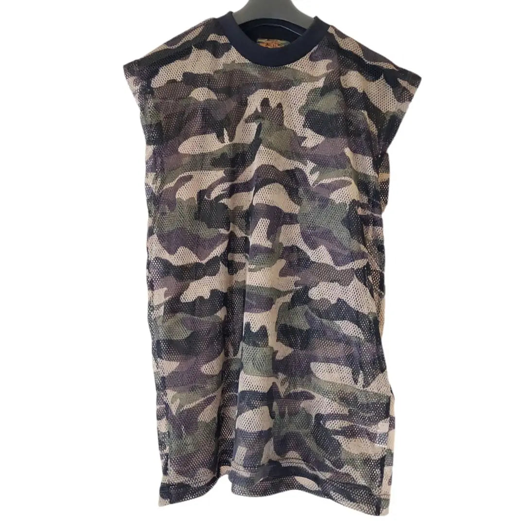 Top transparente sin mangas con estampado de camuflaje de malla, para airsoft, actividades al aire libre, pesca, en perfecto estado