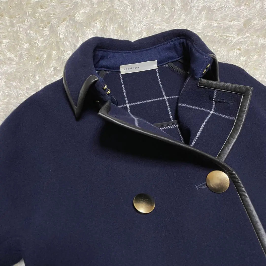 sacai Navy Double-breasted L size Wool coat Size 3 | sacai ネイビー ダブルブレスト Lサイズ　ウールコート サイズ3