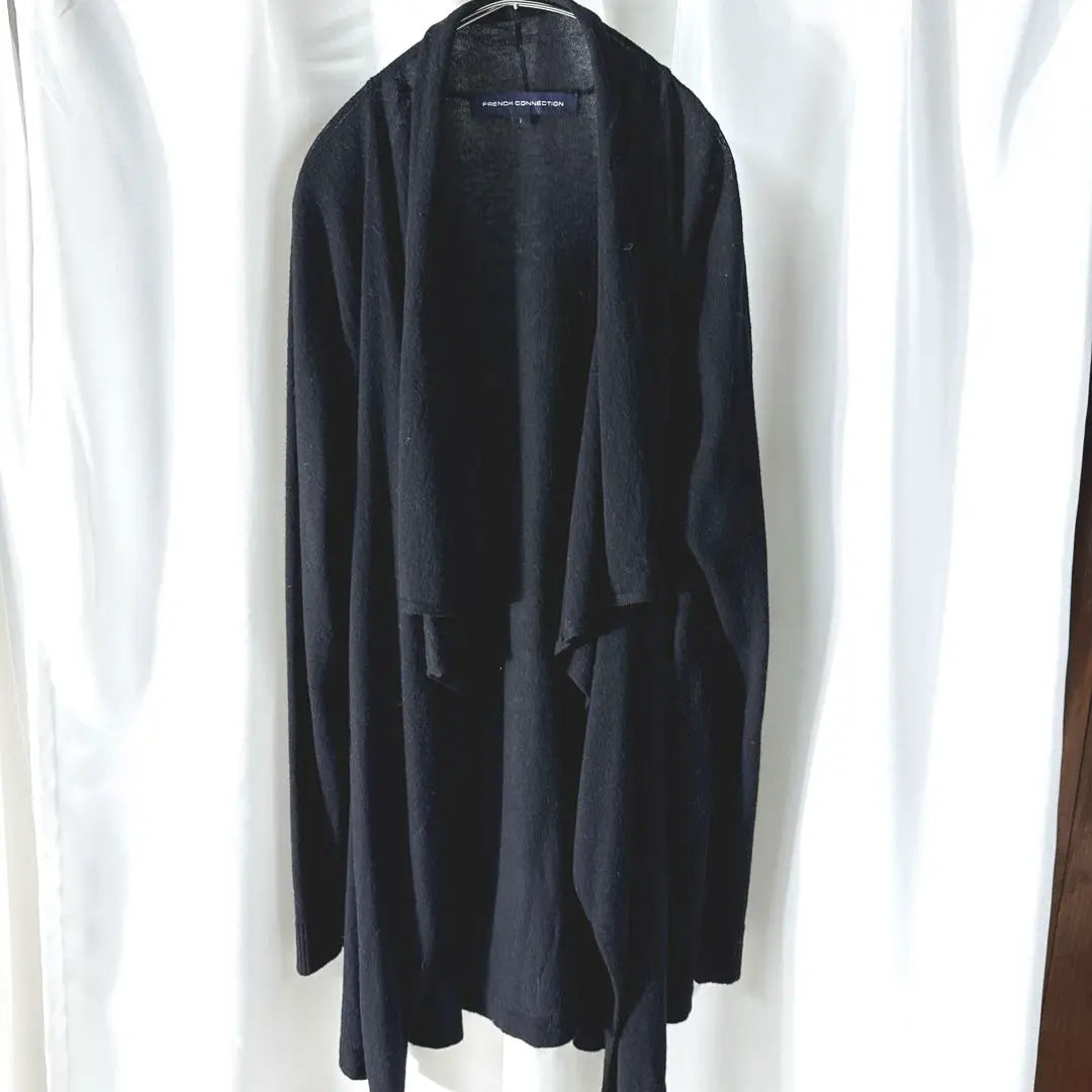 FRENCH CONNECTION Black Drape Cardigan Lace Up L Loose