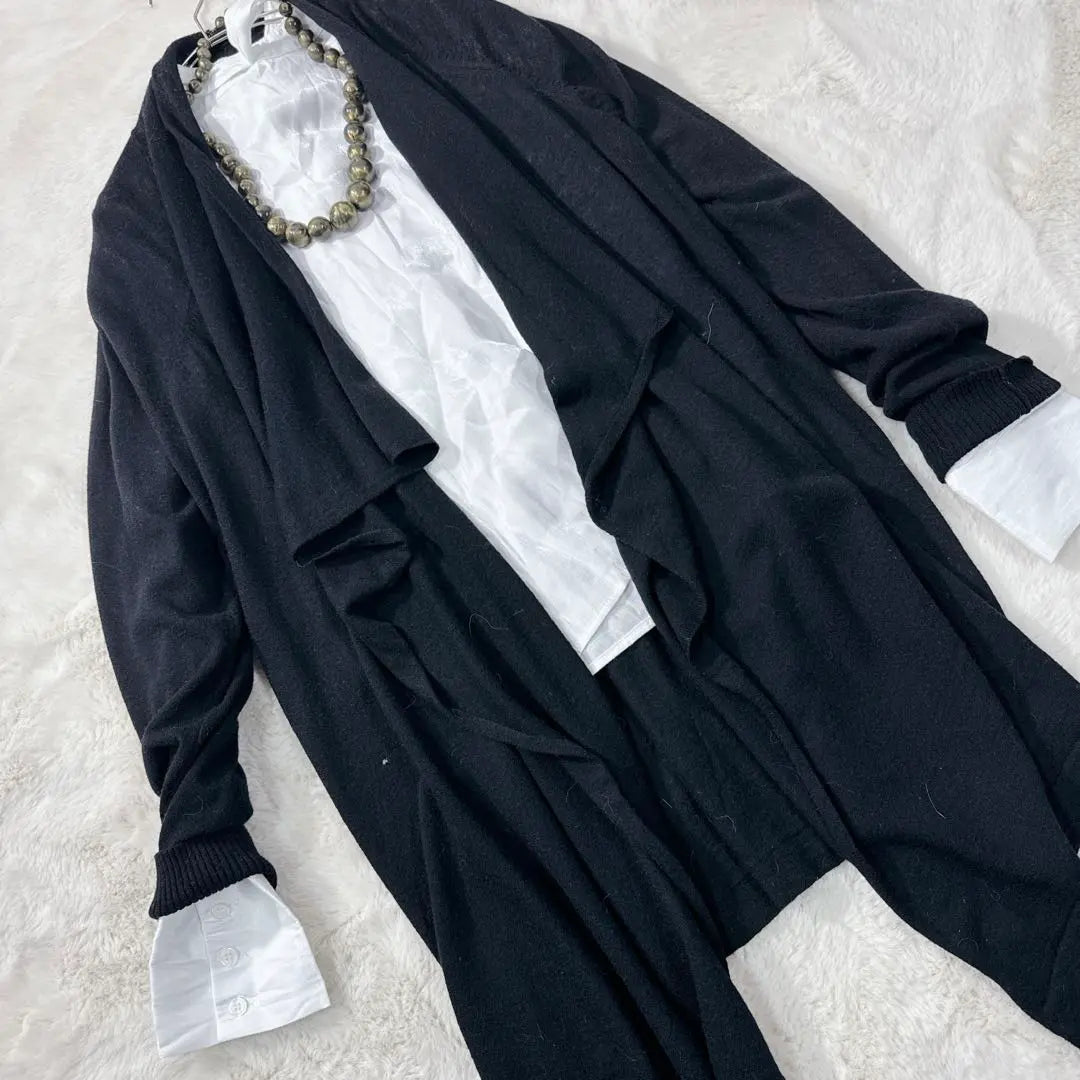 FRENCH CONNECTION Black Drape Cardigan Lace Up L Loose