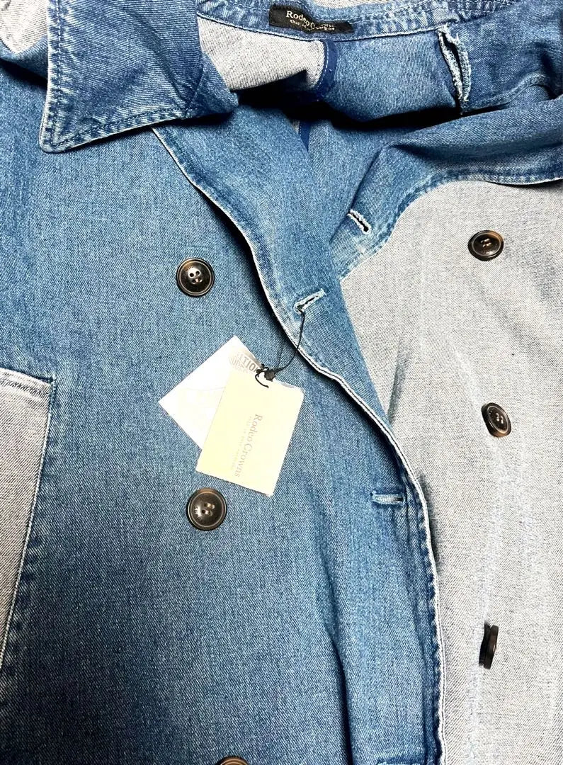 Rodeo Crowns Remake Denim Long Coat Unique, Incredibly Large Size