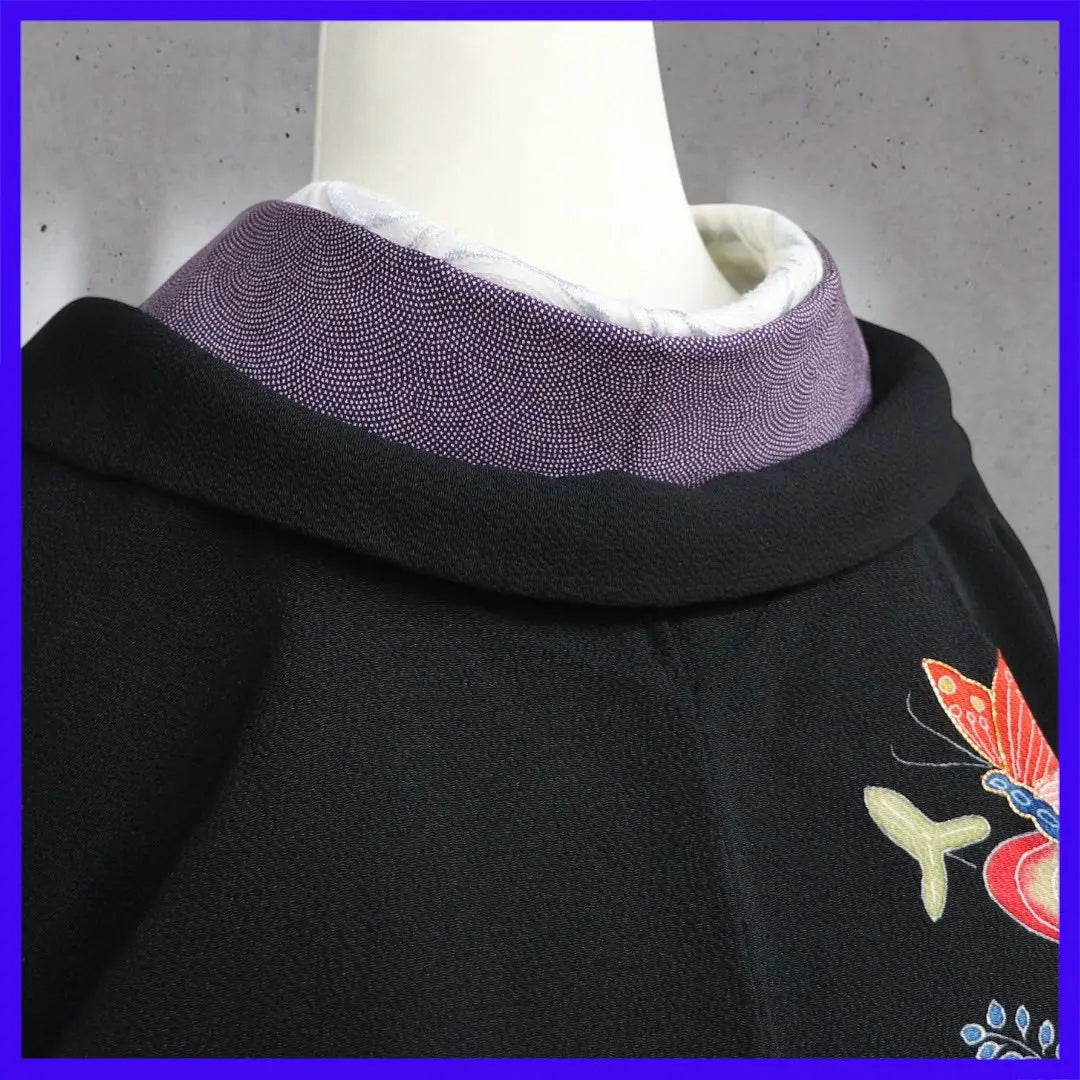 H2309★ Kimono Atsuyuki ★ Unused pure silk, black haori, crepe fabric, haori string included