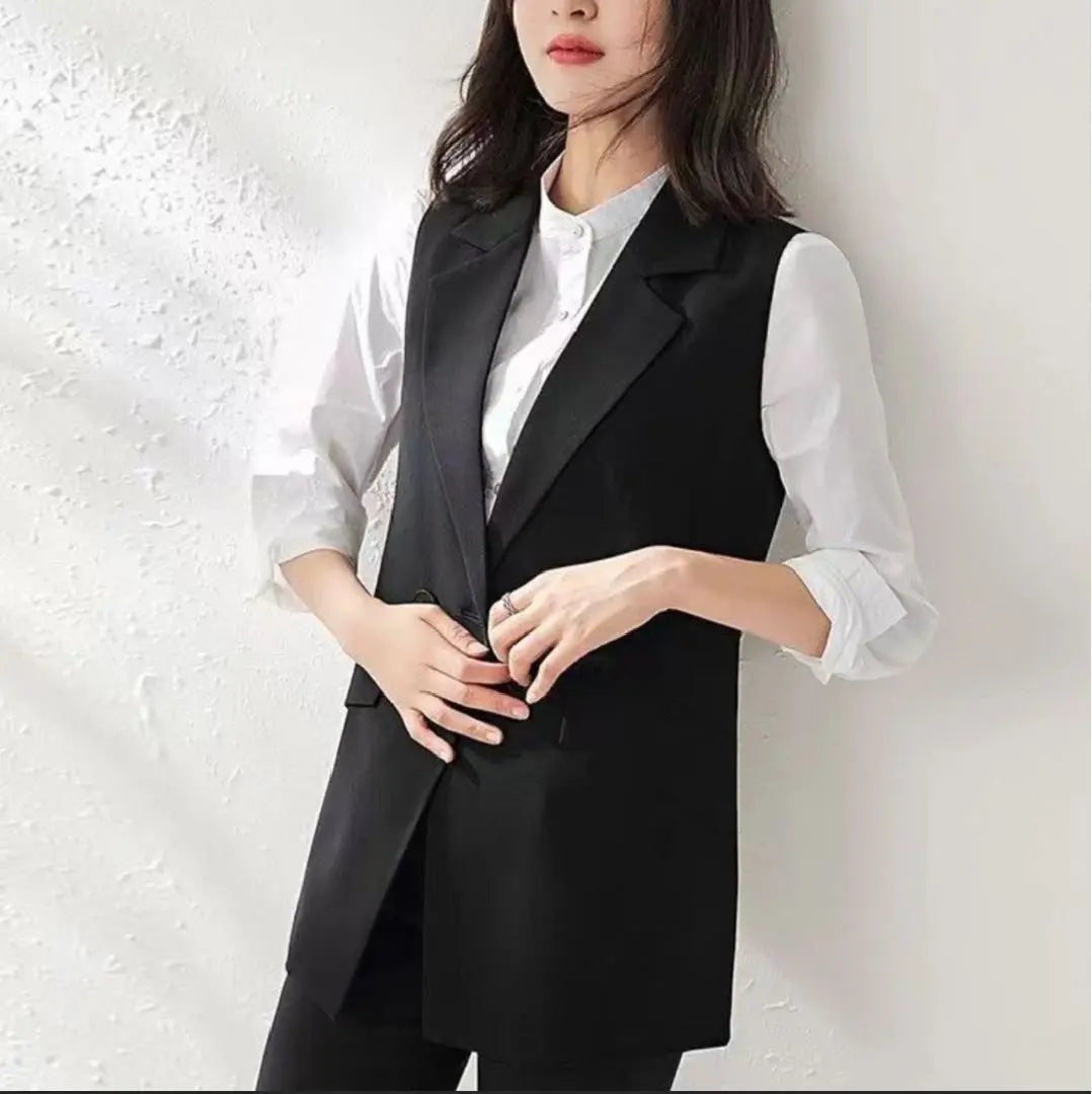 Gilet vest black women's top Korean layered thin simple