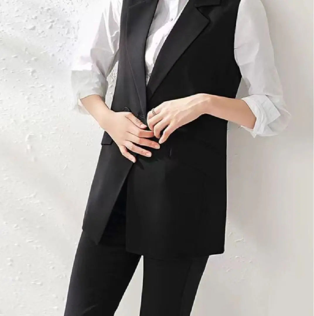 Gilet vest black women's top Korean layered thin simple