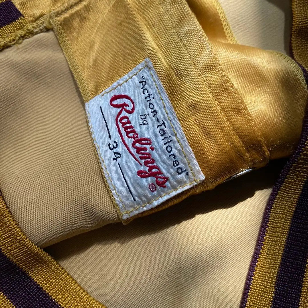 -50s Rawlings Vintage Satin Stadium Jacket Gold 34