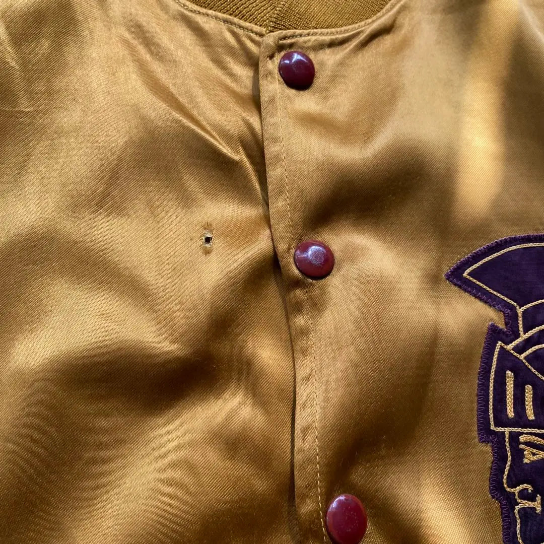 -50s Rawlings Vintage Satin Stadium Jacket Gold 34