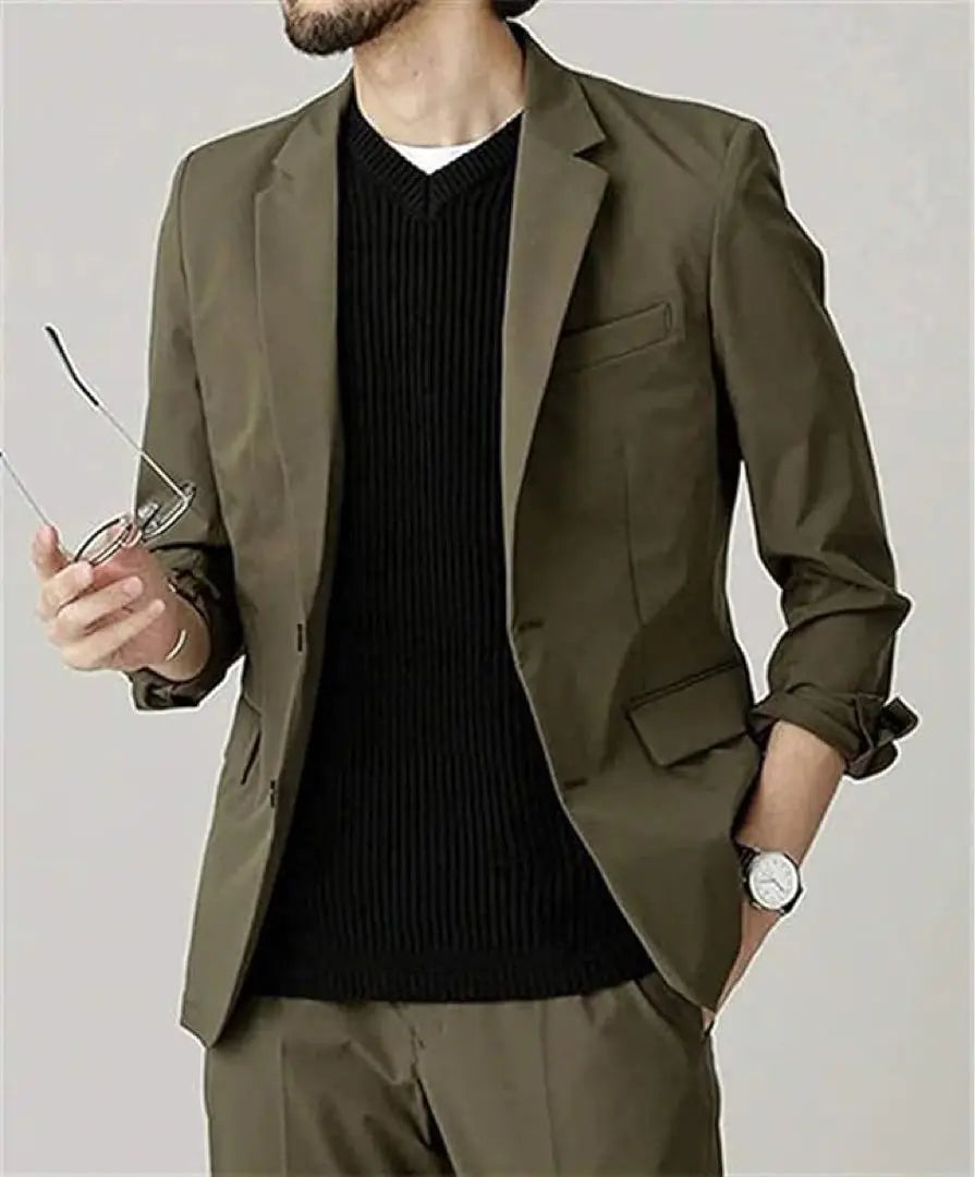 Chaqueta Ebladress para hombre, talla grande, de negocios, de moda, color caqui