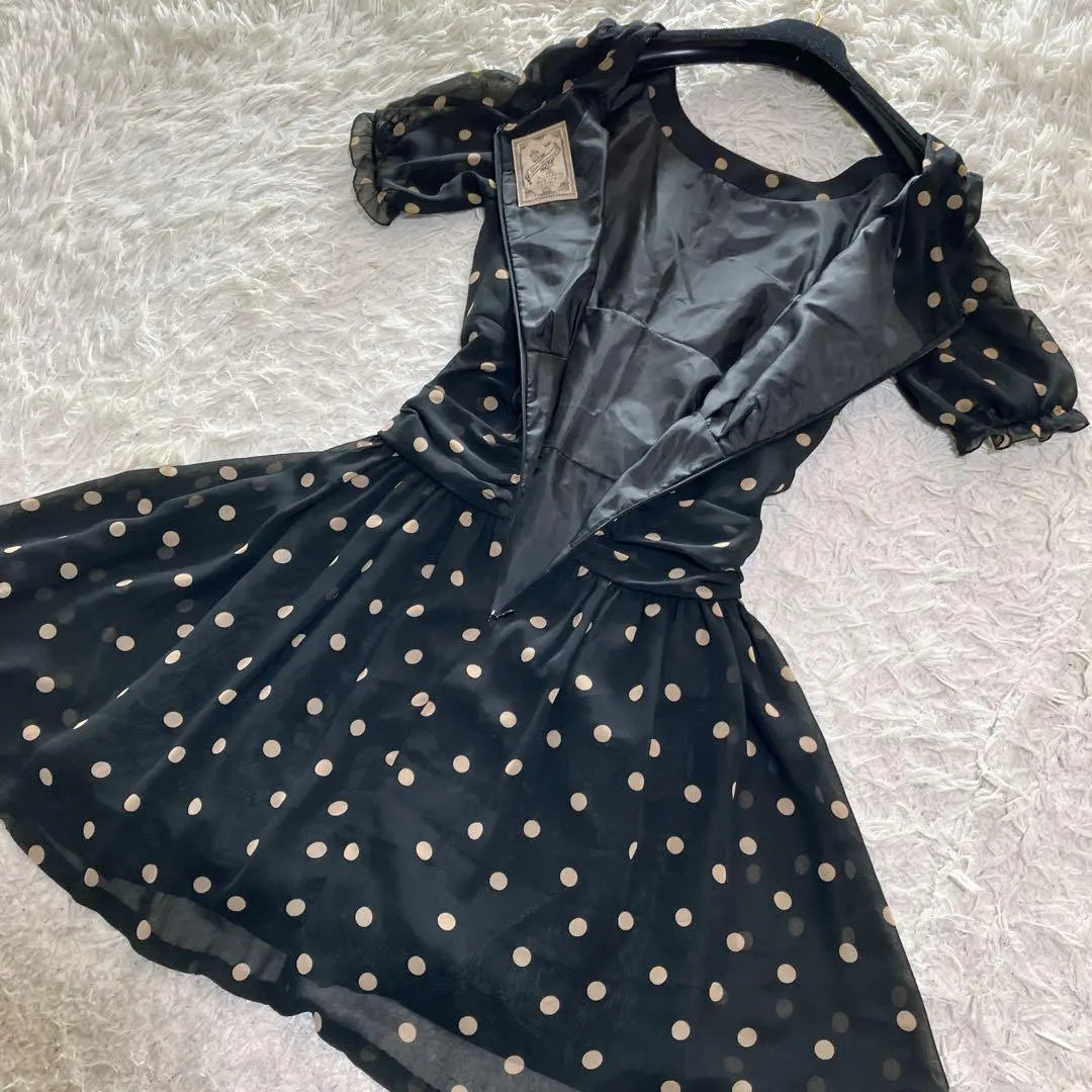 Nano Universe Made in Japan Lace-up Dot Bicolor Dress Black