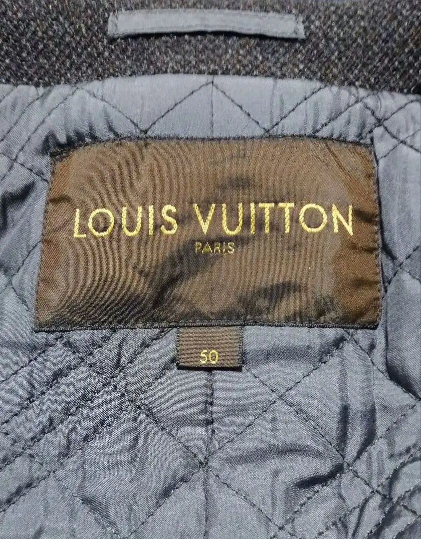 Abrigo Chester Louis Vuitton de lana y tweed, forro de seda, marrón oscuro, como nuevo, 50